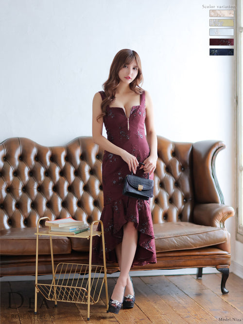 ROBE de FLEURS/DE2931/フラワー×バストジッパーフリルマーメイドキャバドレス