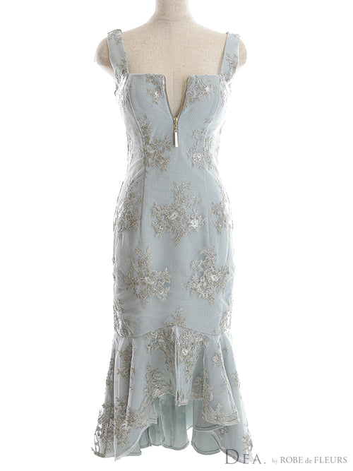 ROBE de FLEURS/DE2931/フラワー×バストジッパーフリルマーメイドキャバドレス