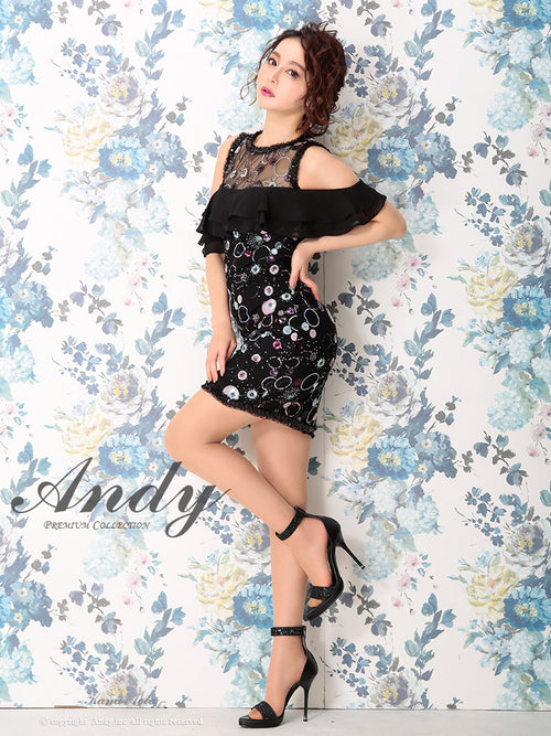 Andy/AN-OK2120/ワンピース/刺繡ドレス/ナイトドレス/キャバドレス/ミニドレス/オフショルダー