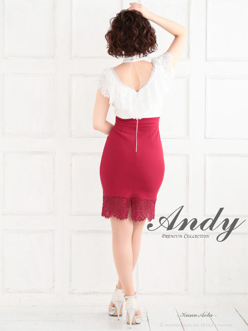 Andy/AN-OK2294/ワンピース/キャバドレス/レース/ベルト風/セットアップ風/切替ワンピース