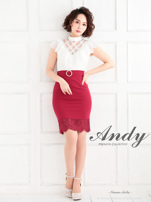 Andy/AN-OK2294/ワンピース/キャバドレス/レース/ベルト風/セットアップ風/切替ワンピース