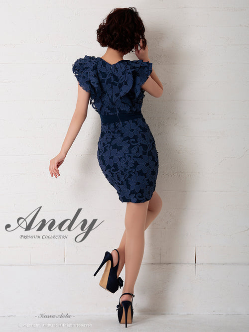 Andy/AN-OK2299/ワンピース/ミニドレス/総レース/フリル/ウエストリボン/ワンカラー