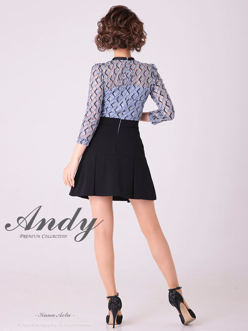 Andy/AN-OK2691/ワンピース/ミニドレス/バイカラー/キャバドレス/プリーツ/ラストワン/袖あり/貴咲モエカさん着用