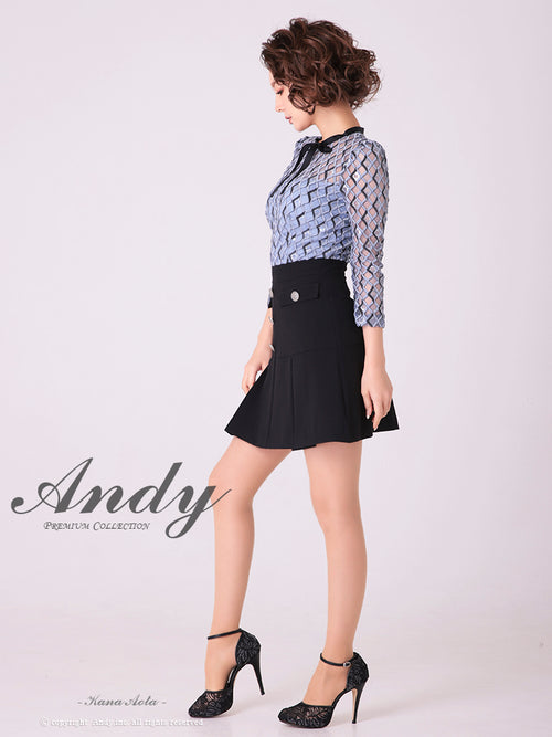 Andy/AN-OK2691/ワンピース/ミニドレス/バイカラー/キャバドレス/プリーツ/ラストワン/袖あり/貴咲モエカさん着用