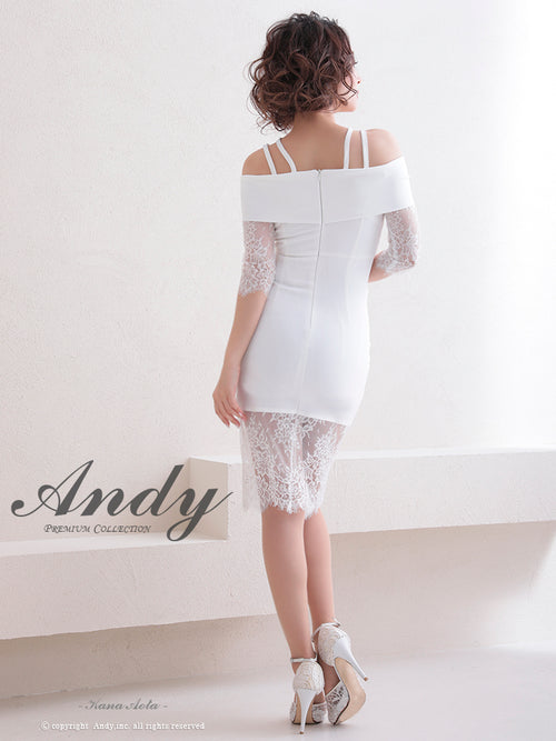 Andy/AN-OK2735/ワンピース/ミニドレス/タイトワンピース/レース/ワンカラー/オフショルダー/袖あり