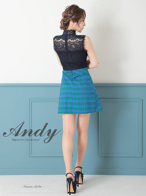 Andy/AN-OK2784/ワンピース/ミニドレス/キャバドレス/ノースリーブ/チェック柄/切替ワンピース/ハイネック