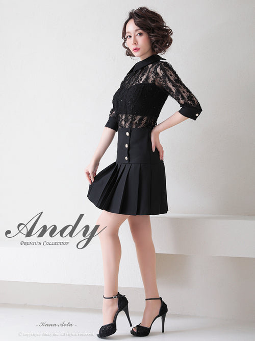 Andy/AN-ON2697/ワンピース/ミニドレス/レース/プリーツ/襟付き