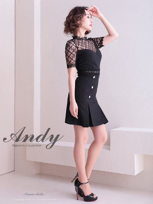 Andy/AN-ON2714/ワンピース/ミニドレス/ワンカラー/チュール/袖あり/るなさん着用