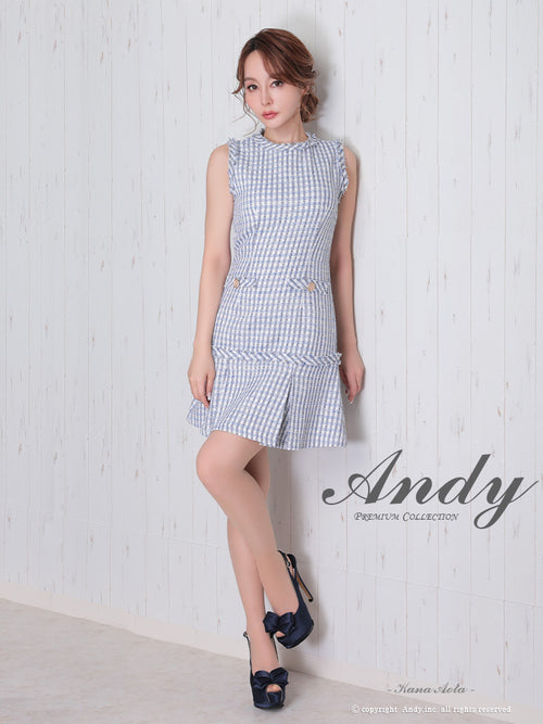 Andy/AN-ON2738/ワンピース/キャバドレス/Aライン/チェック柄/ツイード/フレア/プリーツ/スカート