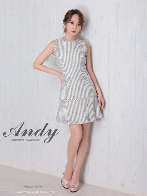 Andy/AN-ON2738/ワンピース/キャバドレス/Aライン/チェック柄/ツイード/フレア/プリーツ/スカート