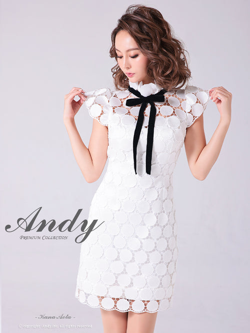 Andy/AN-ON2807/ワンピース/ミニドレス/タイトワンピース/総レース/サークル柄/ハイネック