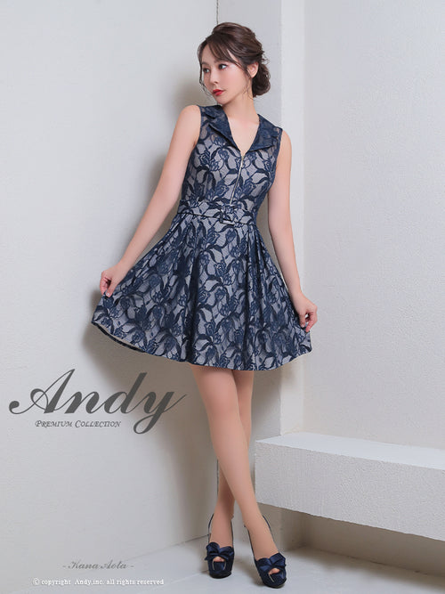 Andy/AN-ON2820/ワンピース/ミニドレス/ワンカラー/総レース/ベルト風ワンピース/キャバドレス