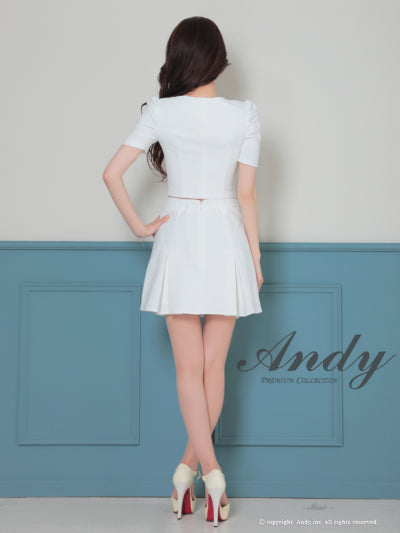 Andy/AN-ON2844/セットアップ/ミニドレス/キャバドレス/フロントジップ/半袖/袖あり/ストレッチ/ボックスプリーツ/フレア