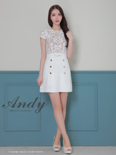 Andy/AN-ON2852/ワンピース/ミニドレス/キャバドレス/レース/切り替え/Aライン/プリーツ/リボン