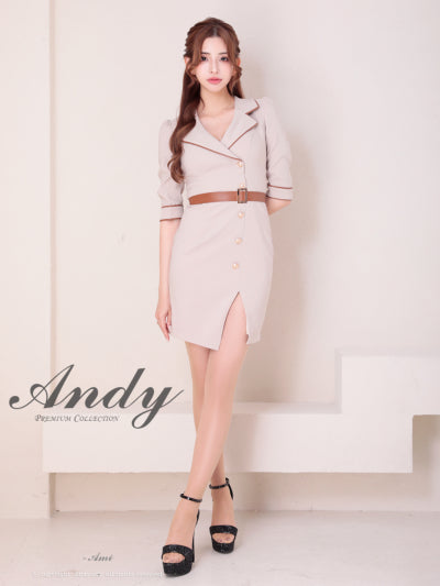 Andy/AN-ON2940/ワンピース/ミニドレス/キャバドレス/ジャケット風/パイピング/袖あり/ハーフスリーブ/アシンメトリー/タイト