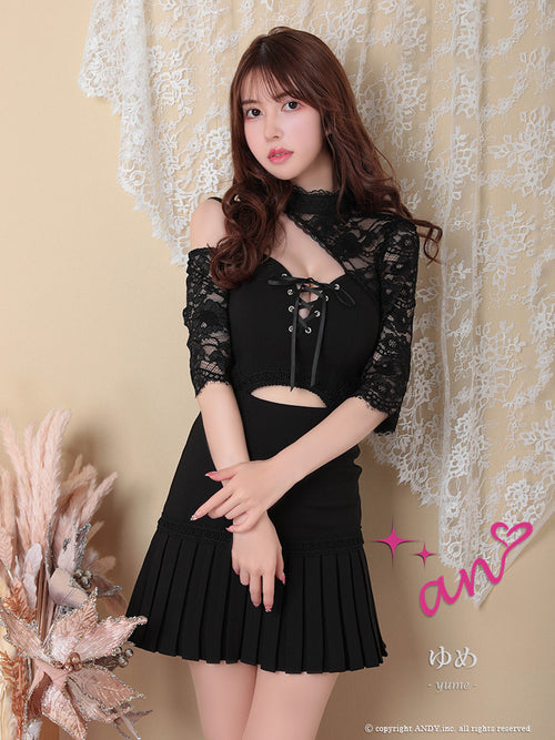 an/AOC-3334/ワンピース/ミニドレス/タイトワンピース/袖あり/小悪魔風ワンピ/桜咲乃愛さん着用/小川青空さん着用