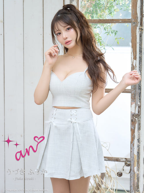 an/AOC-3651/セットアップ/キャバドレス/ミニドレス/ツイード/袖あり/半袖/パフスリーブ/プリーツスカート/Aライン/