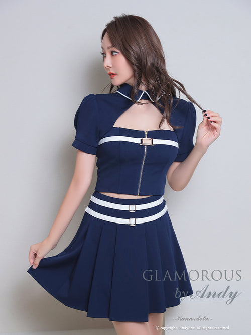 GLAMOROUS/GMS-V796/ナイトドレス/セットアップ/ドレス/キャバドレス/バイカラー/パフスリーブ