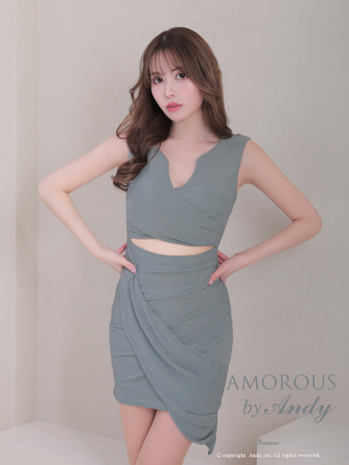 Andy/GLAMOROUS/GMS-V815/キャバドレス/ミニドレス/ワンピース/シンプルドレス/ラメ/ワンカラー/ノースリーブ/アシンメトリー/タイト/ラベンダー