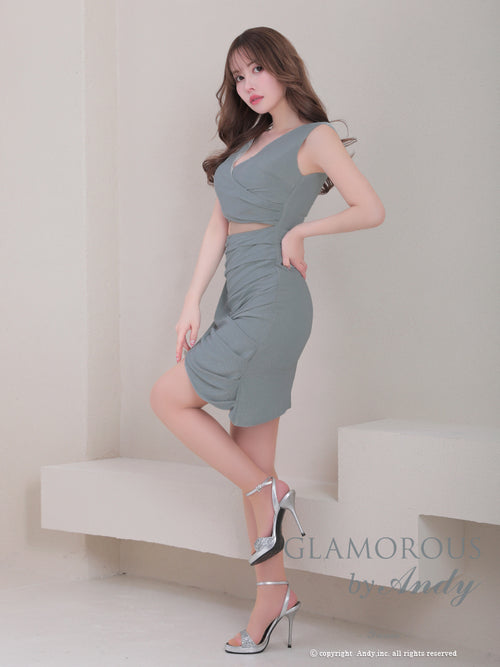 Andy/GLAMOROUS/GMS-V815/キャバドレス/ミニドレス/ワンピース/シンプルドレス/ラメ/ワンカラー/ノースリーブ/アシンメトリー/タイト/ラベンダー