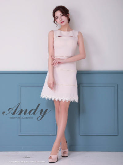 Andy/AN-ON2915/ワンピース/ミニドレス/キャバドレス/ワンカラー/カットアウト/ノースリーブ/レース/フレア