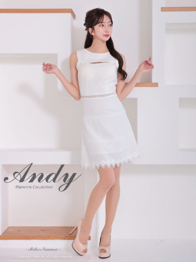 Andy/AN-ON2915/ワンピース/ミニドレス/キャバドレス/ワンカラー/カットアウト/ノースリーブ/レース/フレア