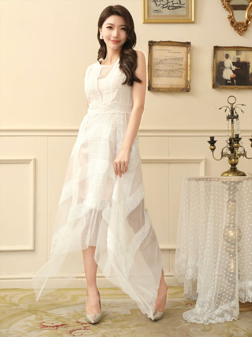 ERUKEI /S31125/ワンピース/パーティ/結婚式/二次会/レース/チュール