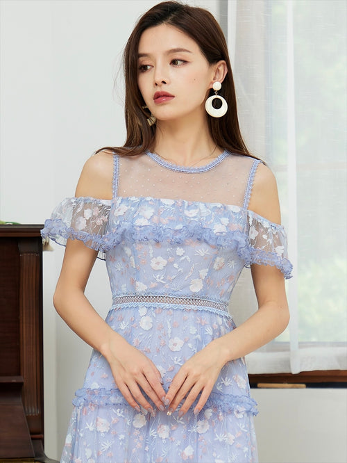 ERUKEI |S2511/ワンピース/パーティ/結婚式/二次会/オープンショルダー