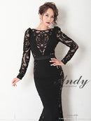 Andy/AN-OK2825/ワンピース/ロングドレス/キャバドレス/切り替え/袖あり/長袖/マーメイド/シアー