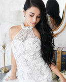 LuxeStyle/20211/リュクススタイル/キャバドレス/ミニドレス/ホルターネック/総レース/ビジュー/アメスリ/ミディアム丈