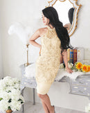 LuxeStyle/20211/リュクススタイル/キャバドレス/ミニドレス/ホルターネック/総レース/ビジュー/アメスリ/ミディアム丈