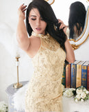 LuxeStyle/20211/リュクススタイル/キャバドレス/ミニドレス/ホルターネック/総レース/ビジュー/アメスリ/ミディアム丈