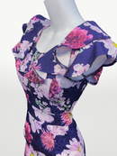 P-207/タイトワンピース/花柄/袖フリル/キャバドレス/ミニ/ガールズバー/ラウンジ/新人キャバ嬢