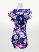 P-207/タイトワンピース/花柄/袖フリル/キャバドレス/ミニ/ガールズバー/ラウンジ/新人キャバ嬢