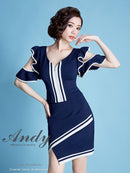 Andy/GMS-V373/セットアップ/ミニドレス/スリット/バイカラー/ツーカラー/タイトワンピース/KT