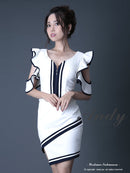 Andy/GMS-V373/セットアップ/ミニドレス/スリット/バイカラー/ツーカラー/タイトワンピース/KT