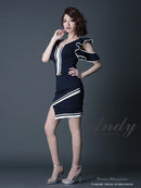 Andy/GMS-V373/セットアップ/ミニドレス/スリット/バイカラー/ツーカラー/タイトワンピース/KT