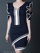 Andy/GMS-V373/セットアップ/ミニドレス/スリット/バイカラー/ツーカラー/タイトワンピース/KT