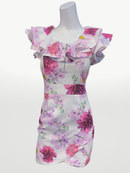 P-233/タイトワンピース/花柄/袖フリル/キャバドレス/ミニ/ガールズバー/ラウンジ/新人キャバ嬢