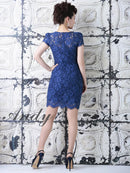 Andy/AN-OK2147/ワンピース/ミニドレス/キャバドレス/総レース/袖あり/ベルトデザイン/タイト