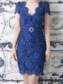 Andy/AN-OK2147/ワンピース/ミニドレス/キャバドレス/総レース/袖あり/ベルトデザイン/タイト