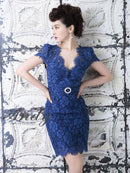 Andy/AN-OK2147/ワンピース/ミニドレス/キャバドレス/総レース/袖あり/ベルトデザイン/タイト