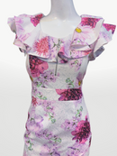 P-233/タイトワンピース/花柄/袖フリル/キャバドレス/ミニ/ガールズバー/ラウンジ/新人キャバ嬢