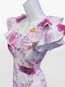 P-233/タイトワンピース/花柄/袖フリル/キャバドレス/ミニ/ガールズバー/ラウンジ/新人キャバ嬢