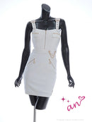 an/AOC-3684/ワンピース/キャバドレス/ミニドレス/フロントジップ/ノースリーブ/タイト/編み上げ/ベルトデザイン/一条響さん着用