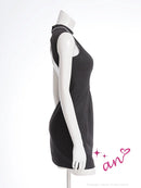 an/AOC-3807/ミニドレス/キャバドレス/ワンピース/フロントジップ/ハイネック/ラメ生地/ノースリーブ/タイト/ワンカラー