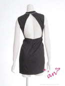 an/AOC-3807/ミニドレス/キャバドレス/ワンピース/フロントジップ/ハイネック/ラメ生地/ノースリーブ/タイト/ワンカラー