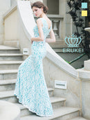 【ERUKEI】グリーン・イエロー・総レース・ロングドレス・パーティー・結婚式・二次会 ・大きいサイズ[29305]