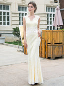 【ERUKEI】グリーン・イエロー・総レース・ロングドレス・パーティー・結婚式・二次会 ・大きいサイズ[29305]