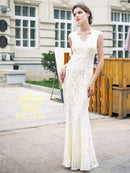 【ERUKEI】グリーン・イエロー・総レース・ロングドレス・パーティー・結婚式・二次会 ・大きいサイズ[29305]